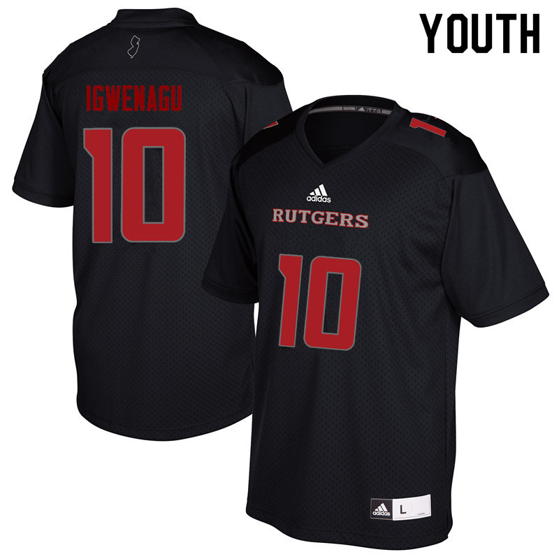 Youth #10 Zukudo Igwenagu Rutgers Scarlet Knights College Football Jerseys Sale-Black - Click Image to Close